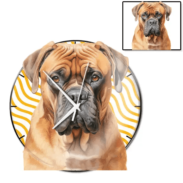 Bullmastiff Wanduhr personalisiert mit genau deinem Haustier!
