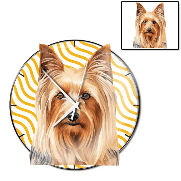 Australian Silky Terrier Wanduhr personalisiert mit genau deinem Haustier!