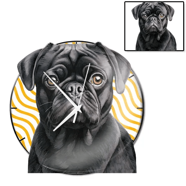 Pug Wanduhr personalisiert mit genau deinem Haustier!
