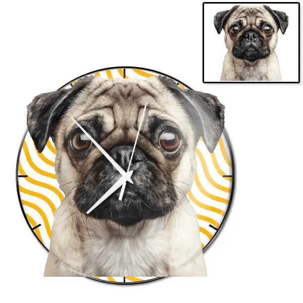 Mops Wanduhr personalisiert mit genau deinem Haustier!