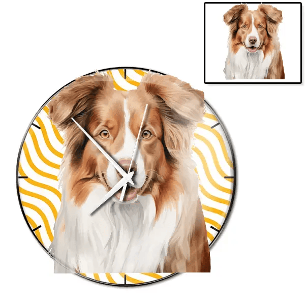 Australian Shepherd Wanduhr personalisiert mit genau deinem Haustier!