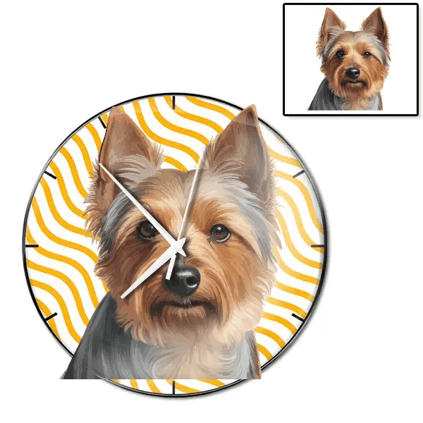 Australian Terrier Wanduhr personalisiert mit genau deinem Haustier!