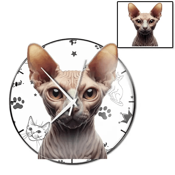 Sphynx Wanduhr personalisiert mit genau deinem Haustier!
