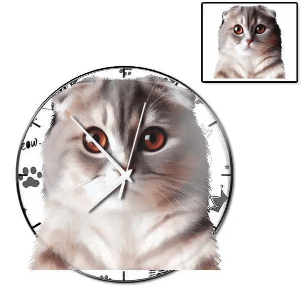 Scottish Fold Wanduhr personalisiert mit genau deinem Haustier!