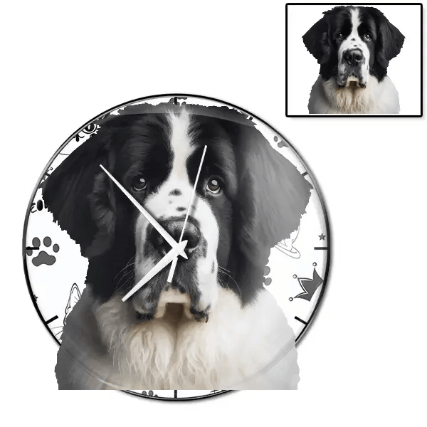 Landseer Wanduhr personalisiert mit genau deinem Haustier!