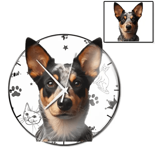 Australian Kelpie Wanduhr personalisiert mit genau deinem Haustier!