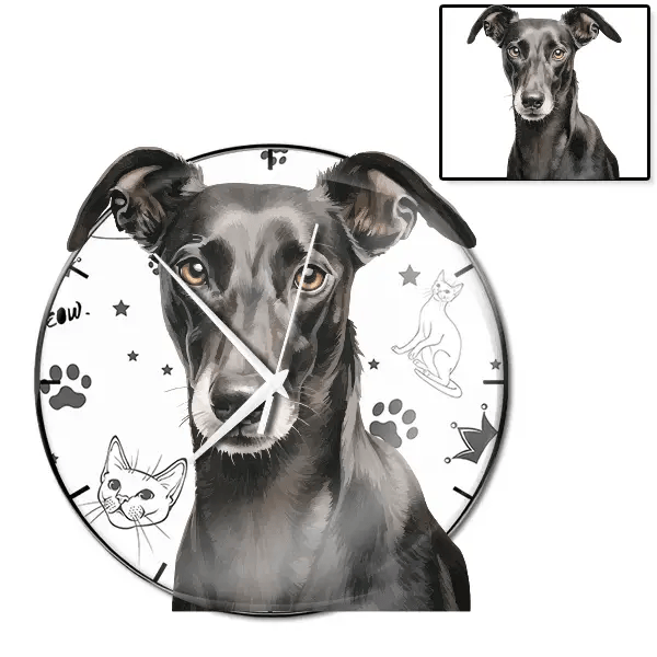 Greyhound Wanduhr personalisiert mit genau deinem Haustier!