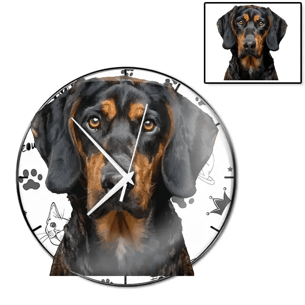 Black and Tan Coonhound Wanduhr personalisiert mit genau deinem Haustier!