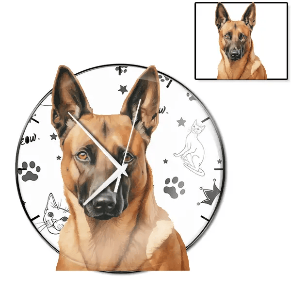 Malinois Wanduhr personalisiert mit genau deinem Haustier!