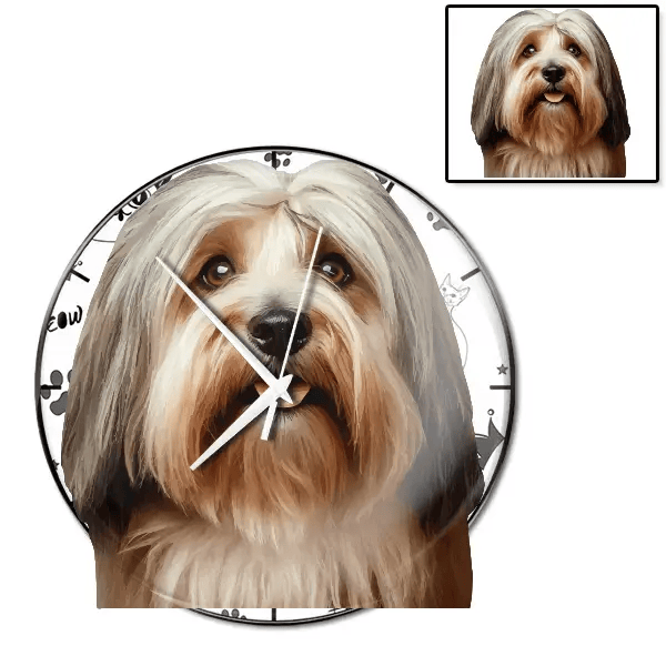 Tibetan Terrier Wanduhr personalisiert mit genau deinem Haustier!