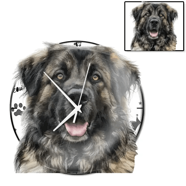 Caucasian Shepherd Dog Wanduhr personalisiert mit genau deinem Haustier!