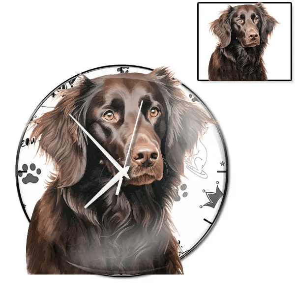 Flat Coated Retriever Wanduhr personalisiert mit genau deinem Haustier!