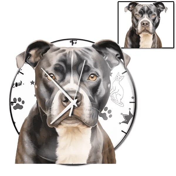 Pit bull Wanduhr personalisiert mit genau deinem Haustier!