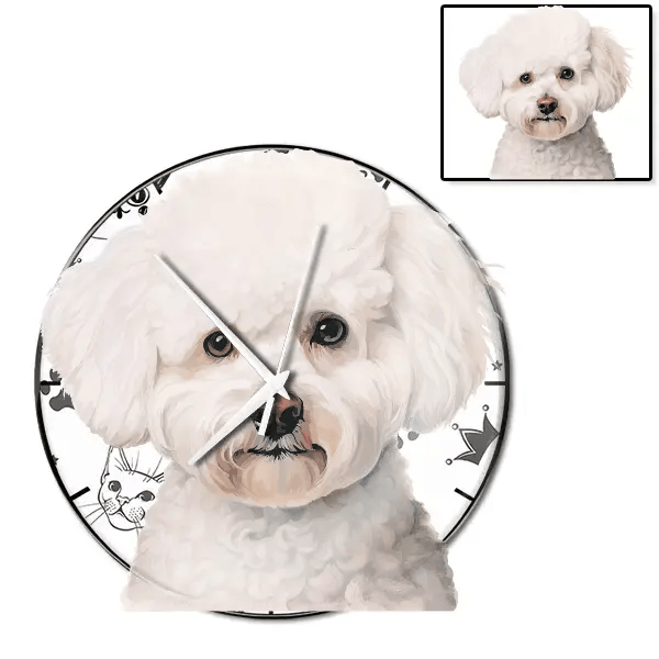 Bichon Frise Wanduhr personalisiert mit genau deinem Haustier!
