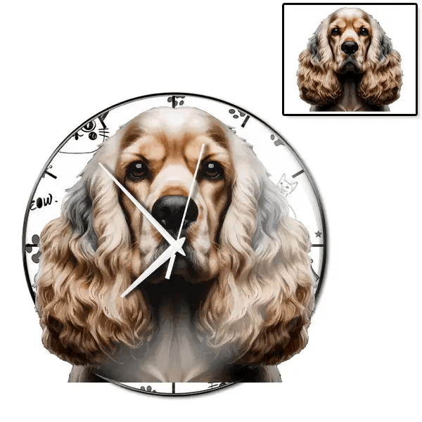 American Cocker Spaniel Wanduhr personalisiert mit genau deinem Haustier!