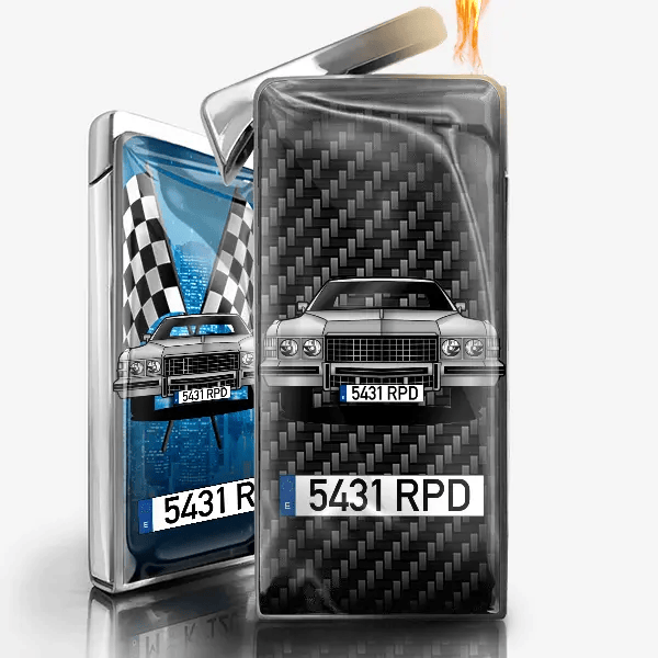 Deville Gas de mechero personalizado con auto y matrícula!