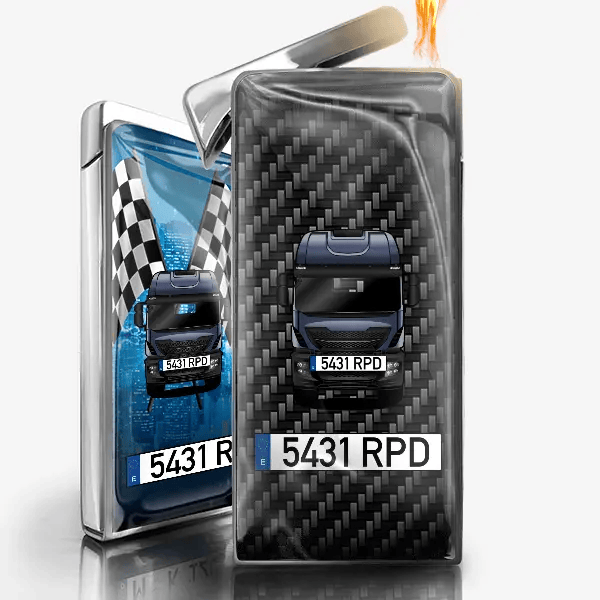 Stralis X-Way Gas de mechero personalizado con auto y matrícula!