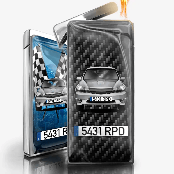 Tribute Gas de mechero personalizado con auto y matrícula!