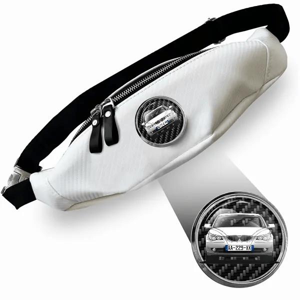 Sac banane personnalisé avec photo de voiture et plaque d'immatriculation – Cadeau unique pour conducteur | Sac idéal pour passionné d'automobiles