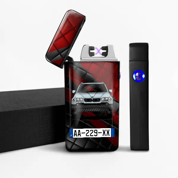 X3 briquets electriques personnalisé avec voiture et plaque d'immatriculation !