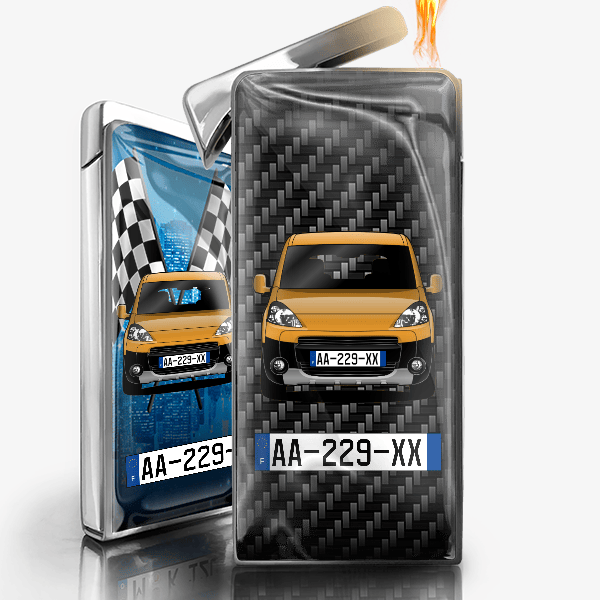 Partner gaz briquet personnalisé avec voiture et plaque d'immatriculation !