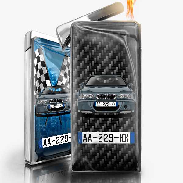 M3 gaz briquet personnalisé avec voiture et plaque d'immatriculation !