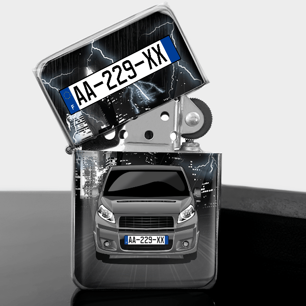 Scudo briquet essence personnalisé avec voiture et plaque d'immatriculation !