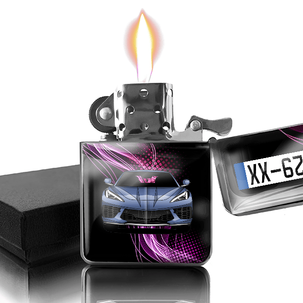 Corvette C8 briquet essence personnalisé avec voiture et plaque d'immatriculation !