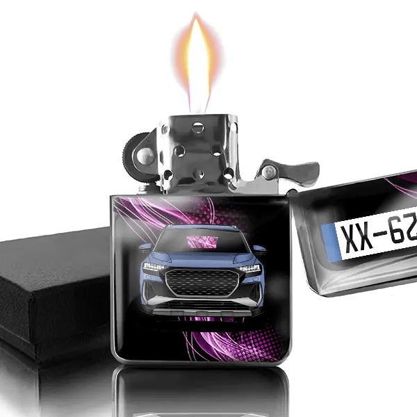 Q4 e-tron briquet essence personnalisé avec voiture et plaque d'immatriculation !