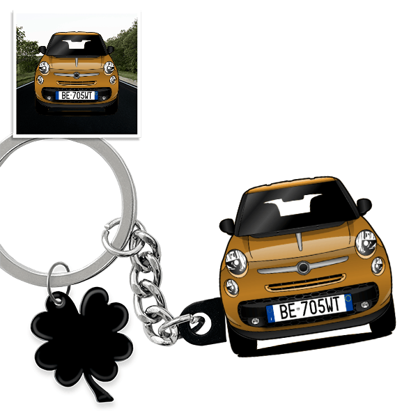 500L Living Portachiavi a forma della tua auto e targa