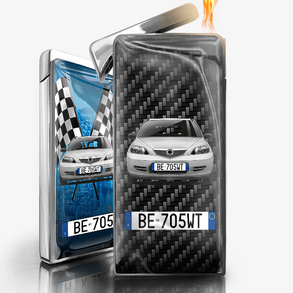 2 accendino a gas personalizzato con auto e targa!