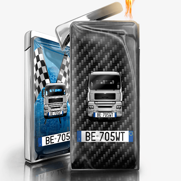 TGA 18.410 accendino a gas personalizzato con auto e targa!