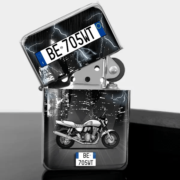 GSX 1200 Accendino a benzina personalizzato con auto e targa!