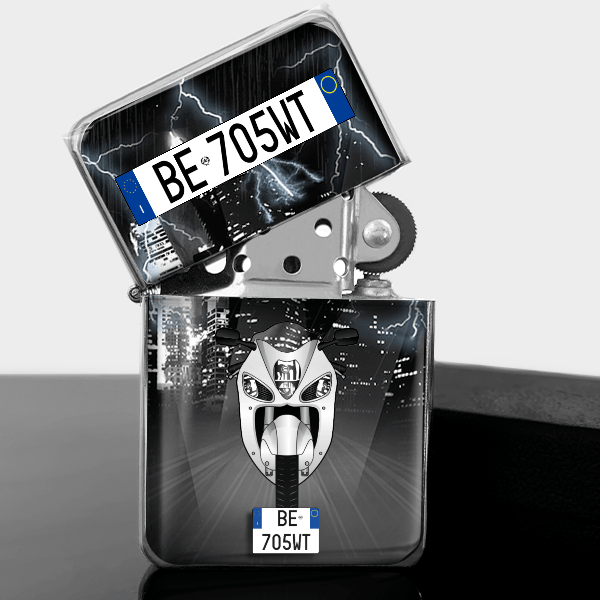 GSX 1300 R Accendino a benzina personalizzato con auto e targa!