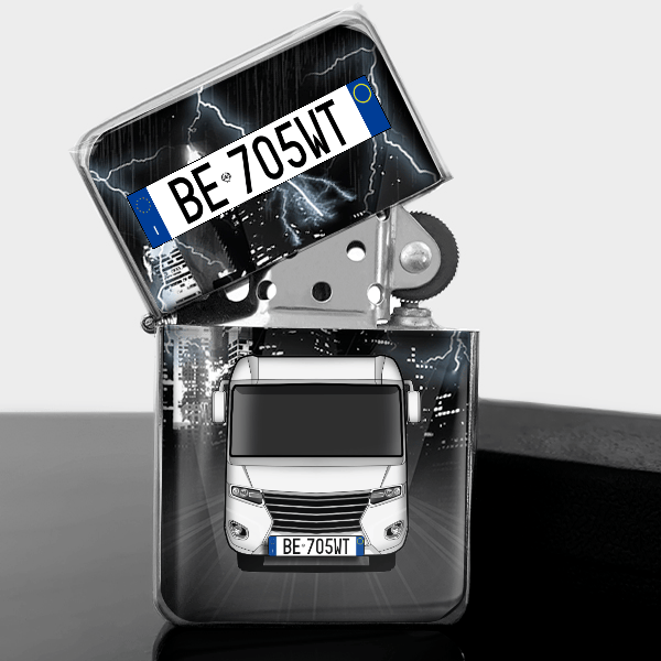 740 Accendino a benzina personalizzato con auto e targa!