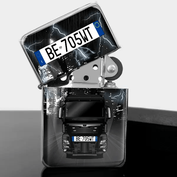 TGA 41.640 Accendino a benzina personalizzato con auto e targa!