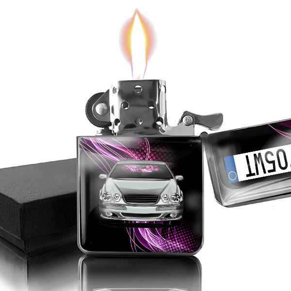 CL Accendino a benzina personalizzato con auto e targa!