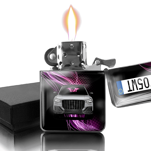 SQ2 Accendino a benzina personalizzato con auto e targa!