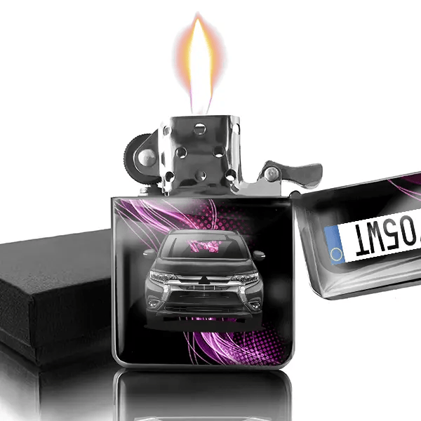 Outlander Accendino a benzina personalizzato con auto e targa!