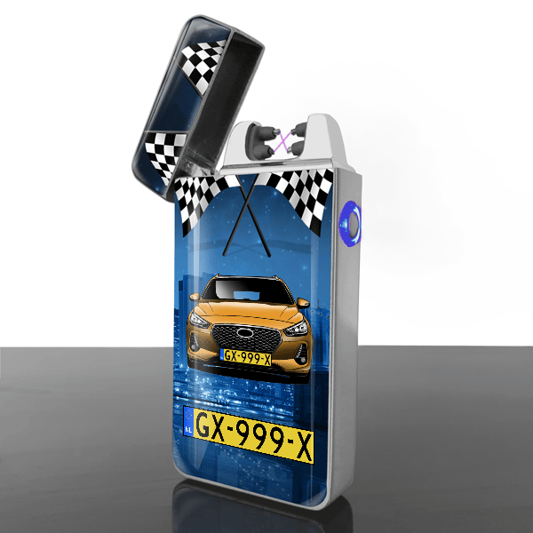 i30 Fastback elektrische aansteker gepersonaliseerd met auto en kenteken!