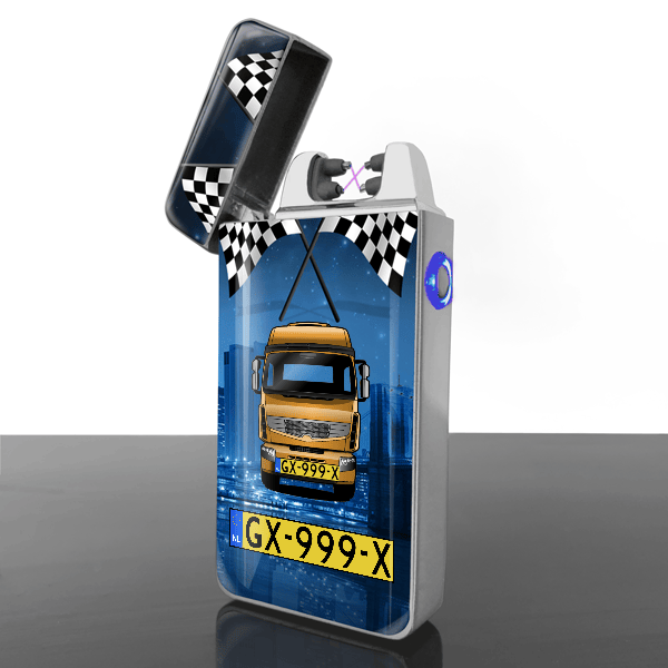 Premium elektrische aansteker gepersonaliseerd met auto en kenteken!