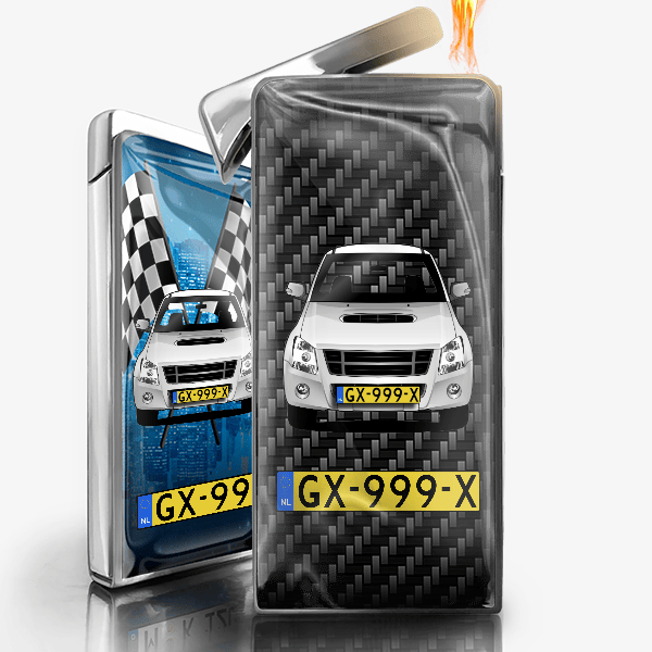 D-Max gepersonaliseerde gasaansteker met auto en kenteken!