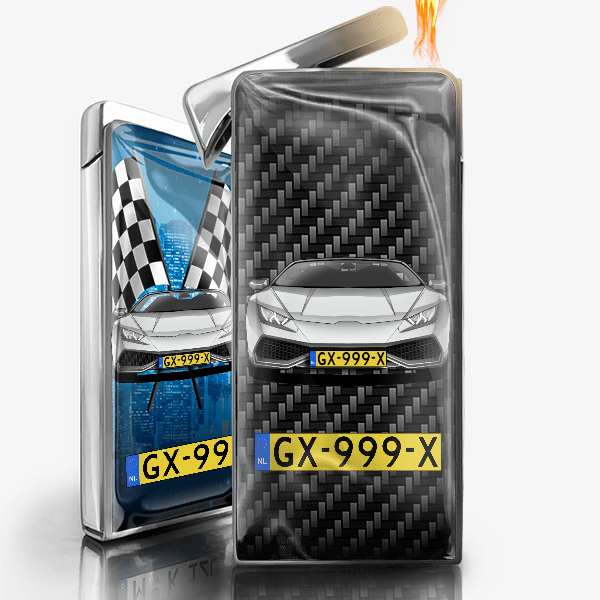 Huracan Roadster gepersonaliseerde gasaansteker met auto en kenteken!