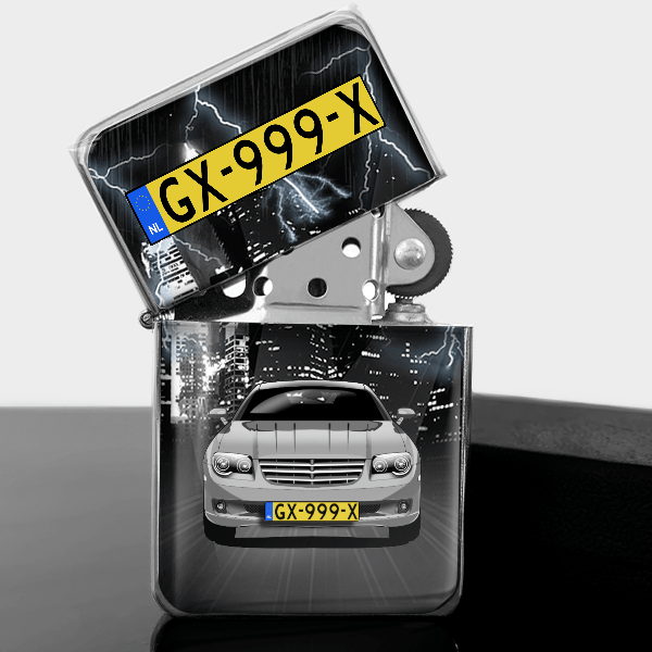 Crossfire gepersonaliseerde benzine aansteker met nummerplaten!