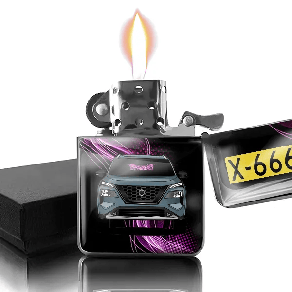 X-Trail gepersonaliseerde benzine aansteker met nummerplaten!