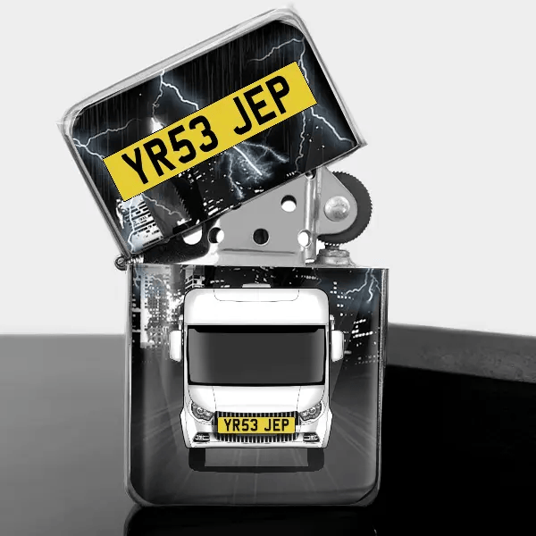 Chic Personalized gasoline lighter with car and plate!