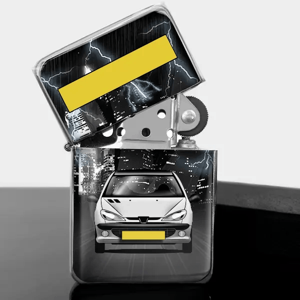 206 (3-Türer) Personalized gasoline lighter with car and plate!